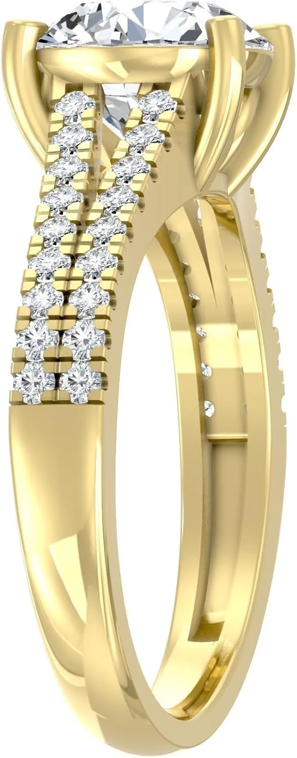 1 1/3 Carat - 3 1/3 Carat Round Shape Lab Grown Diamond Solitaire Engagement Ring | 10K, 14K Solid Yellow or White Gold Wedding Engagement Ring | D-F Color and VS Clarity