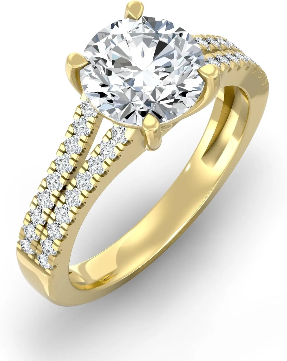 1 1/3 Carat - 3 1/3 Carat Round Shape Lab Grown Diamond Solitaire Engagement Ring | 10K, 14K Solid Yellow or White Gold Wedding Engagement Ring | D-F Color and VS Clarity