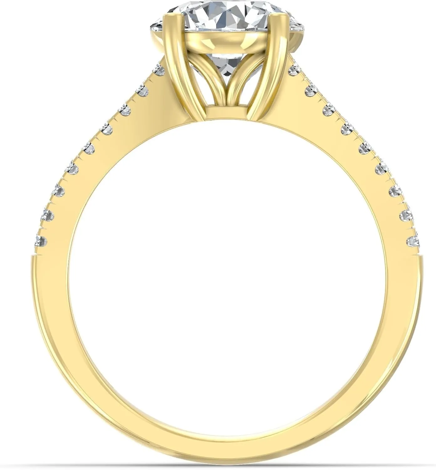 1 1/3 Carat - 3 1/3 Carat Round Shape Lab Grown Diamond Solitaire Engagement Ring | 10K, 14K Solid Yellow or White Gold Wedding Engagement Ring | D-F Color and VS Clarity