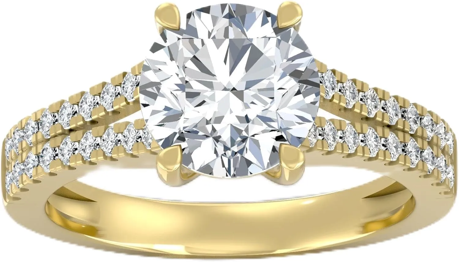 1 1/3 Carat - 3 1/3 Carat Round Shape Lab Grown Diamond Solitaire Engagement Ring | 10K, 14K Solid Yellow or White Gold Wedding Engagement Ring | D-F Color and VS Clarity
