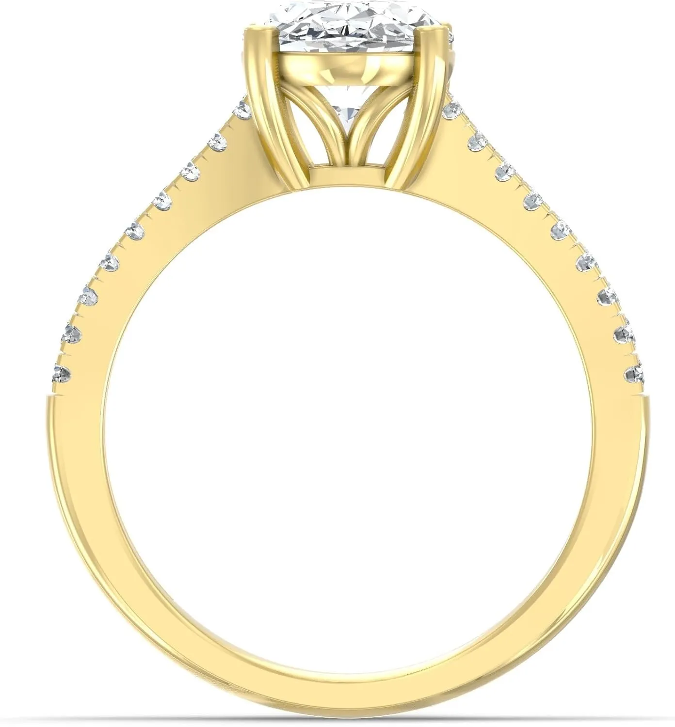 1 1/4 Carat - 3 1/3 Carat Oval and Round Shape Lab Grown Diamond Solitaire Engagement Ring | 10K, 14K Solid Yellow or White Gold Wedding Engagement Ring | D-F Color and VS Clarity