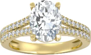 1 1/4 Carat - 3 1/3 Carat Oval and Round Shape Lab Grown Diamond Solitaire Engagement Ring | 10K, 14K Solid Yellow or White Gold Wedding Engagement Ring | D-F Color and VS Clarity