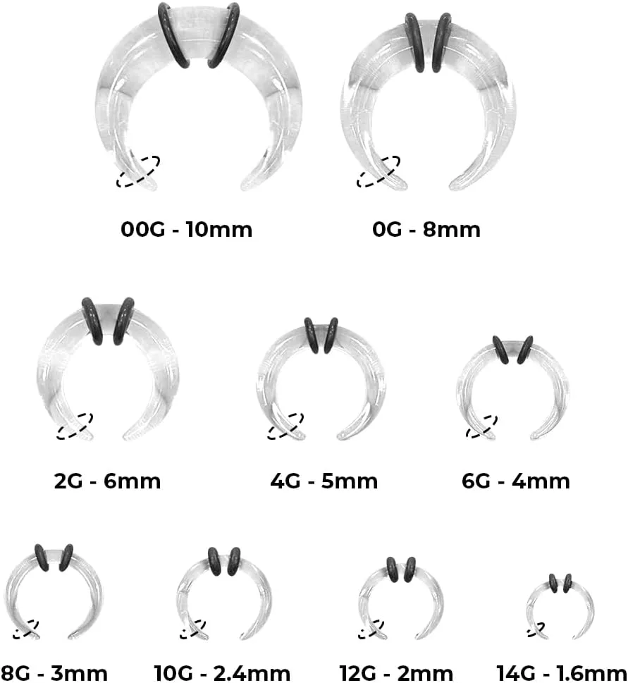 1-2PCS Acrylic Pincher Tapers Septum Rings 00G 0G 1G 2G 4G 6G 8G 10G 12G 14G Buffalo Horseshoe Stretcher Expander Gauges Ear Nose Piercing Taper Kit