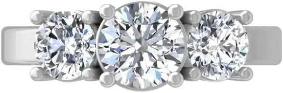 1 Carat - 3 Carat (CT. T.W.) Lab Grown Diamond Three-Stone Engagement Ring for Women | 14K Yellow or White Gold 3-Stone Wedding Anniversary Ring | D-E Color and VS Clarity