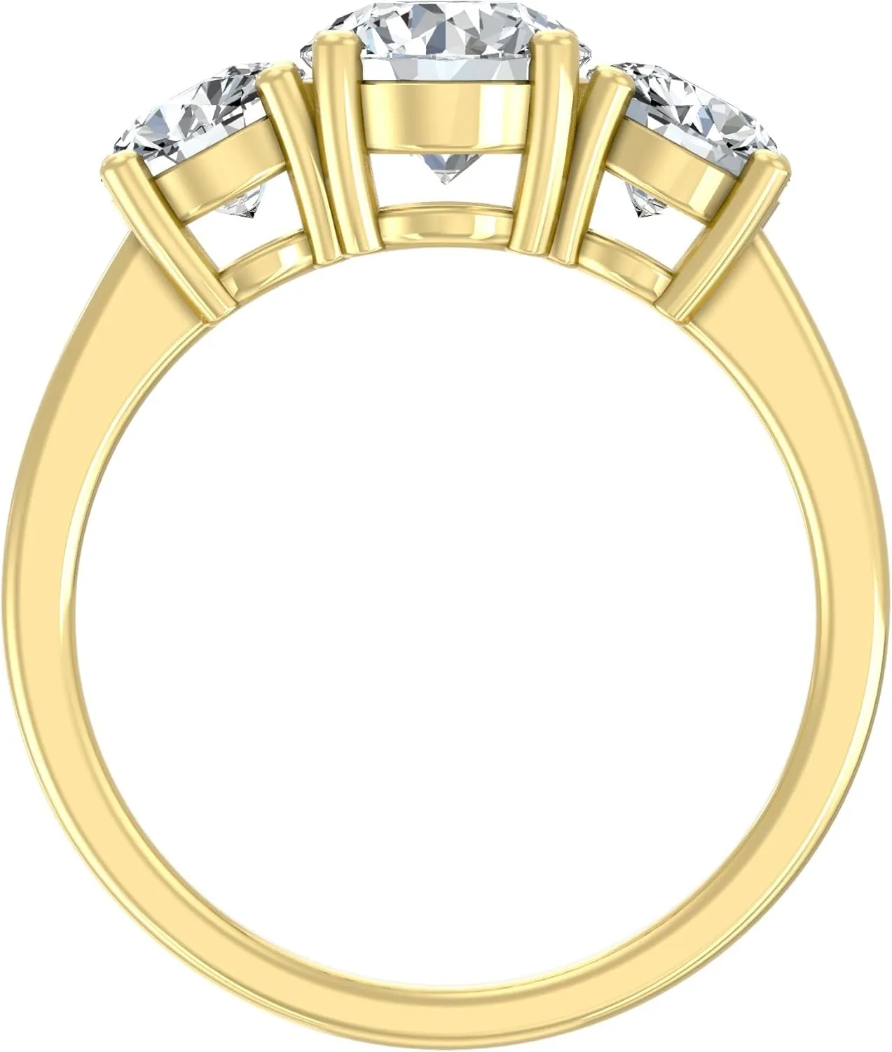 1 Carat - 3 Carat (CT. T.W.) Lab Grown Diamond Three-Stone Engagement Ring for Women | 14K Yellow or White Gold 3-Stone Wedding Anniversary Ring | D-E Color and VS Clarity
