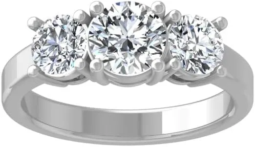 1 Carat - 3 Carat (CT. T.W.) Lab Grown Diamond Three-Stone Engagement Ring for Women | 14K Yellow or White Gold 3-Stone Wedding Anniversary Ring | D-E Color and VS Clarity