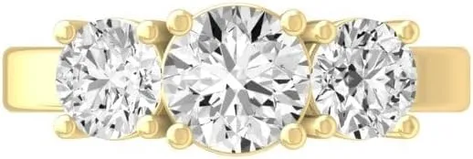 1 Carat - 3 Carat (CT. T.W.) Lab Grown Diamond Three-Stone Engagement Ring for Women | 14K Yellow or White Gold 3-Stone Wedding Anniversary Ring | D-E Color and VS Clarity