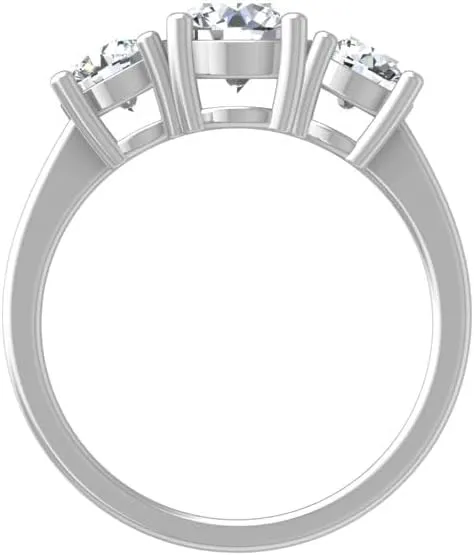 1 Carat - 3 Carat (CT. T.W.) Lab Grown Diamond Three-Stone Engagement Ring for Women | 14K Yellow or White Gold 3-Stone Wedding Anniversary Ring | D-E Color and VS Clarity