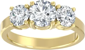 1 Carat - 3 Carat (CT. T.W.) Lab Grown Diamond Three-Stone Engagement Ring for Women | 14K Yellow or White Gold 3-Stone Wedding Anniversary Ring | D-E Color and VS Clarity