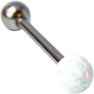 1 Piece Beautiful Internally Threaded 5mm Opal Ball Tongue Ring Steel Barbell 14g - Body Jewelry