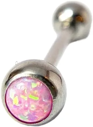 1 Piece Beautiful Press-Fit Opal Ball 316L Surgical Steel Tongue Ring - Barbell - Body Jewelry