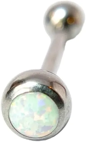1 Piece Beautiful Press-Fit Opal Ball 316L Surgical Steel Tongue Ring - Barbell - Body Jewelry