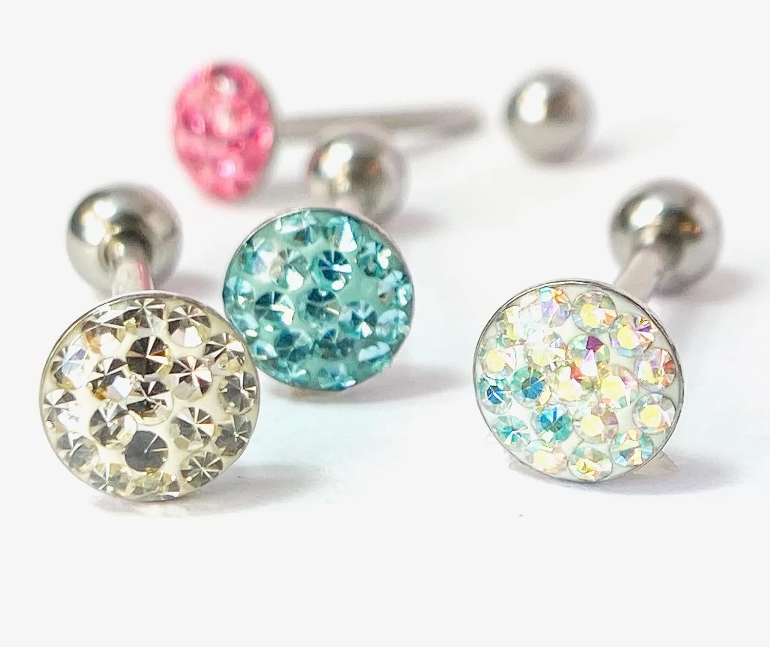 1 Piece of Beautiful Epoxy Coated Round Paved Crystals Tongue Ring - Barbell - Body Jewelry