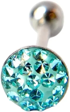 1 Piece of Beautiful Epoxy Coated Round Paved Crystals Tongue Ring - Barbell - Body Jewelry