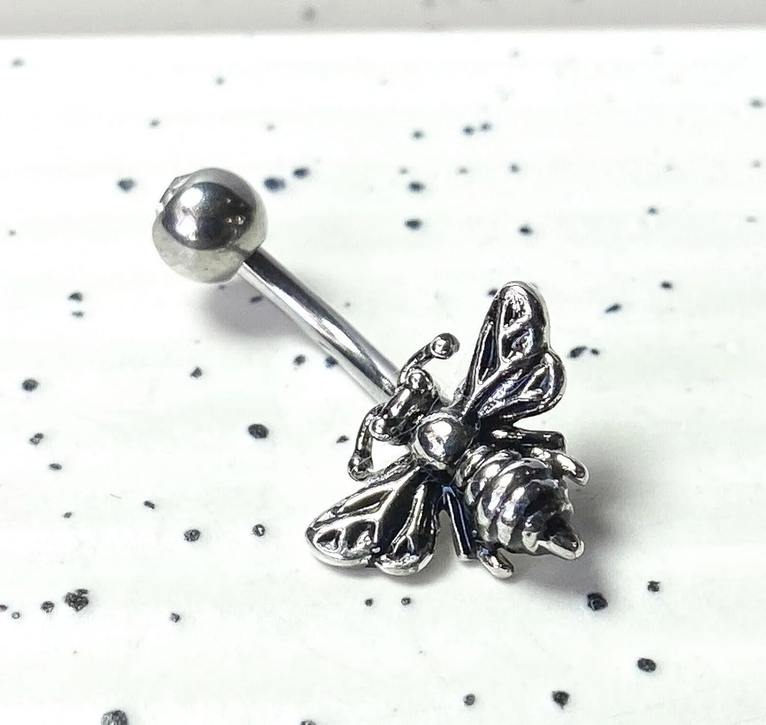 1 Piece Unique 316L Surgical Steel Bee CZ Gem Belly Ring - Pierced Navel - Body Jewelry