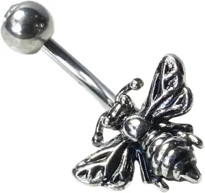 1 Piece Unique 316L Surgical Steel Bee CZ Gem Belly Ring - Pierced Navel - Body Jewelry