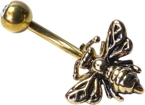 1 Piece Unique 316L Surgical Steel Bee CZ Gem Belly Ring - Pierced Navel - Body Jewelry