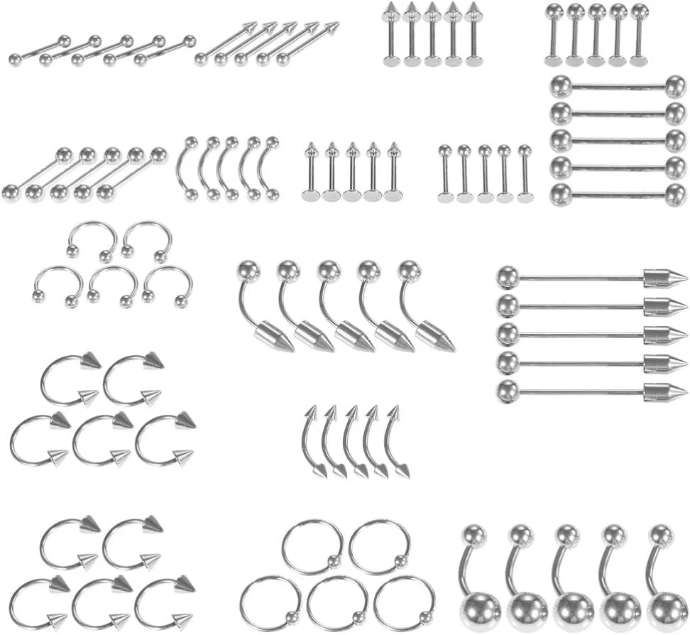 1 Set Set Bull Piercingring Tongue Rings Barbells Kit Cartilage Ring Navel Jewelry Stud Rings Lip Labret Earrings Perforation