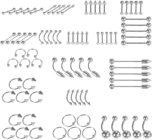 1 Set Set Bull Piercingring Tongue Rings Barbells Kit Cartilage Ring Navel Jewelry Stud Rings Lip Labret Earrings Perforation