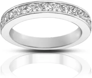 1.00 Ct Ladies Princess Cut Diamond Wedding Band Ring in Platinum