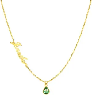 10k 14k 18k Solid Gold Custom Name Necklace Real Gold Personalized Name Necklace with CZ Birthstone Dainty Nameplate Pendent Customized Any Name Jewelry for Mom Daughter Girlfriend Mothers Day Gift