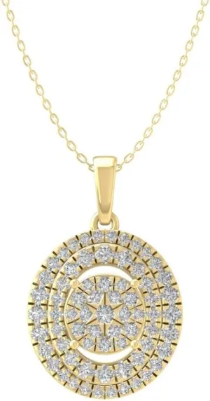 10K Gold or Sterling Silver Lab Grown Diamond Composite Cluster Pendant with Gold Plated Silver Cable Chain Necklace (5/8 cttw, D-F Color, VS Clarity) 18"