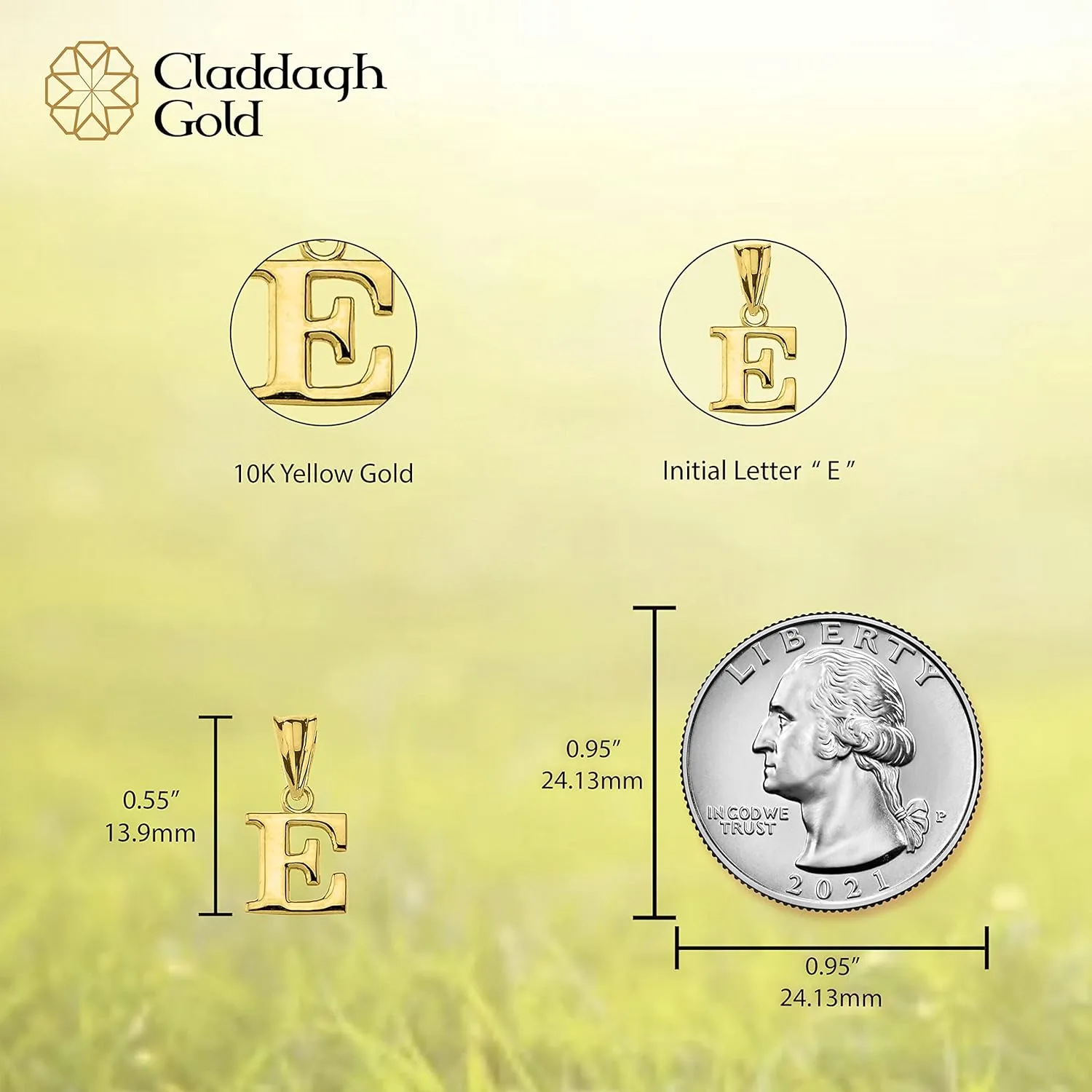 10K Yellow Gold Fine Mini Dangling Initial A-Z Charm 1/2" Pendant - Choice of Initial Letter