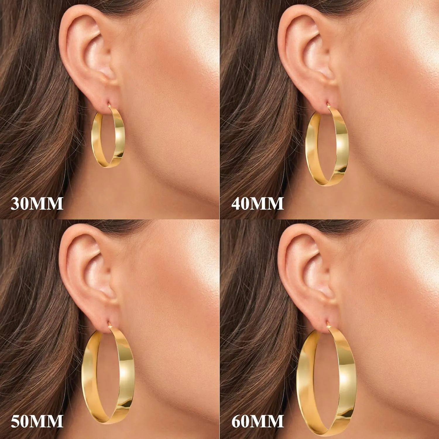 10MM Wide Thick Gold Hoop Earrings for Women Hypoallergenic 925 Sterling Silver Large Hoop Lightweight Chunky Hoops Earring for Women Jewelry Gifts