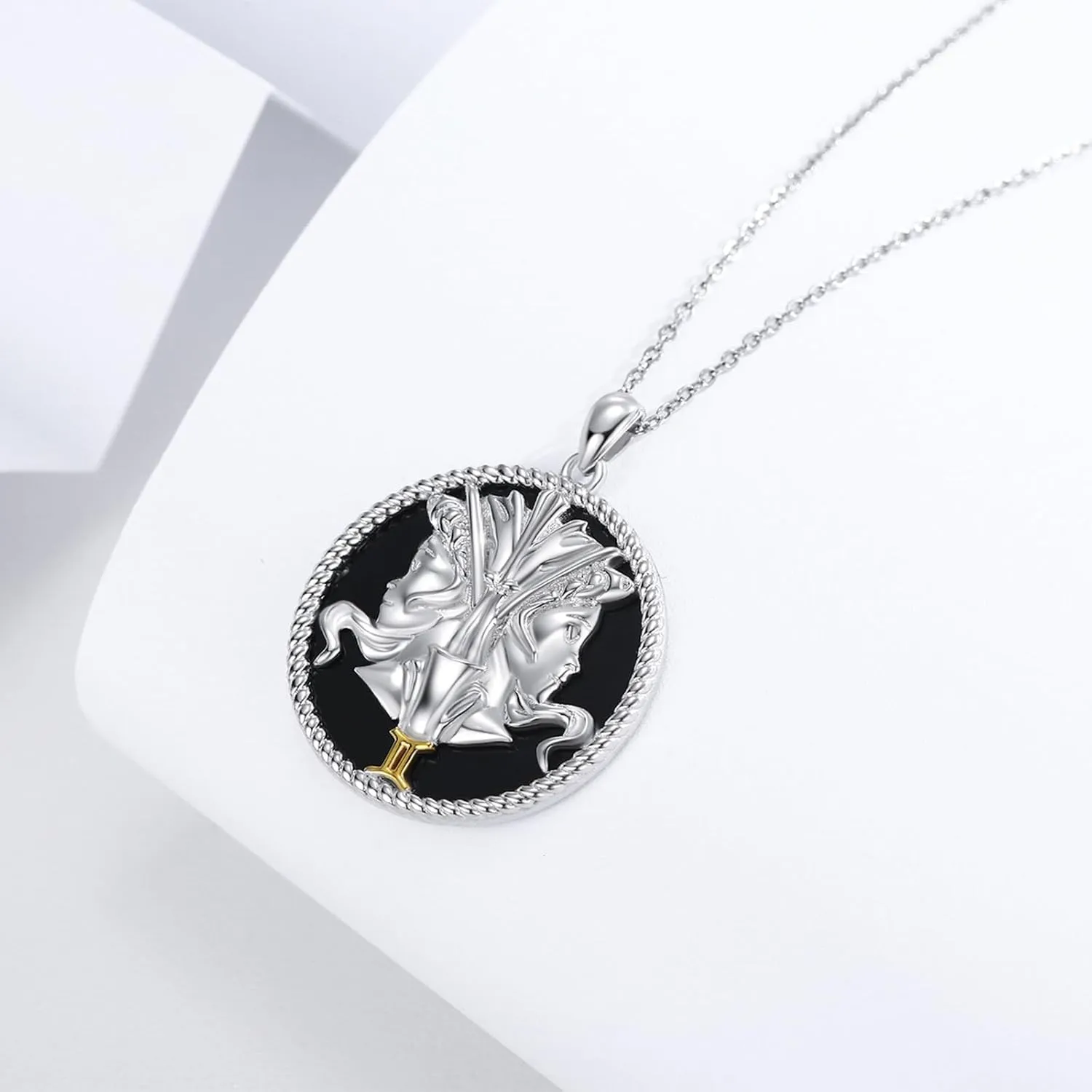 12 Constellation Necklace 925 Sterling Silver Zodiac Sign Coin Pendant Necklaces Black Onyx Astrology Horoscope Jewelry Birthday Gifts for Women Men