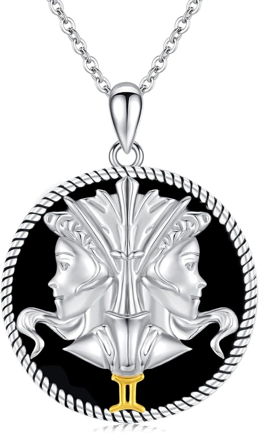 12 Constellation Necklace 925 Sterling Silver Zodiac Sign Coin Pendant Necklaces Black Onyx Astrology Horoscope Jewelry Birthday Gifts for Women Men