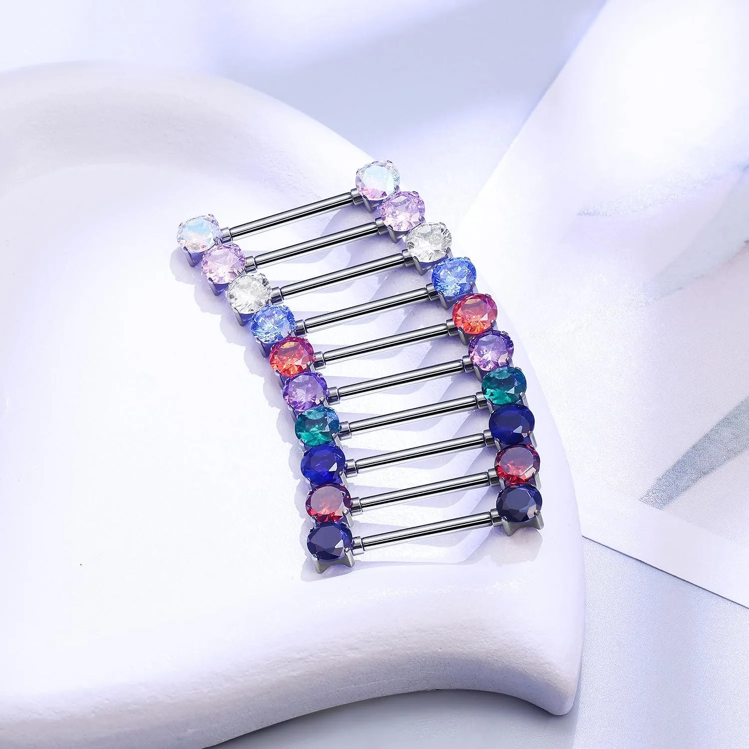 14G ASTM F136 Titanium Nipple Piercing Jewelry Shiny CZ Nipple Barbell Jewelry Internally Threaded G23 Solid Titanium Nipple Piercing Barbell Ring Jewelry for Women Men 14 Gauge