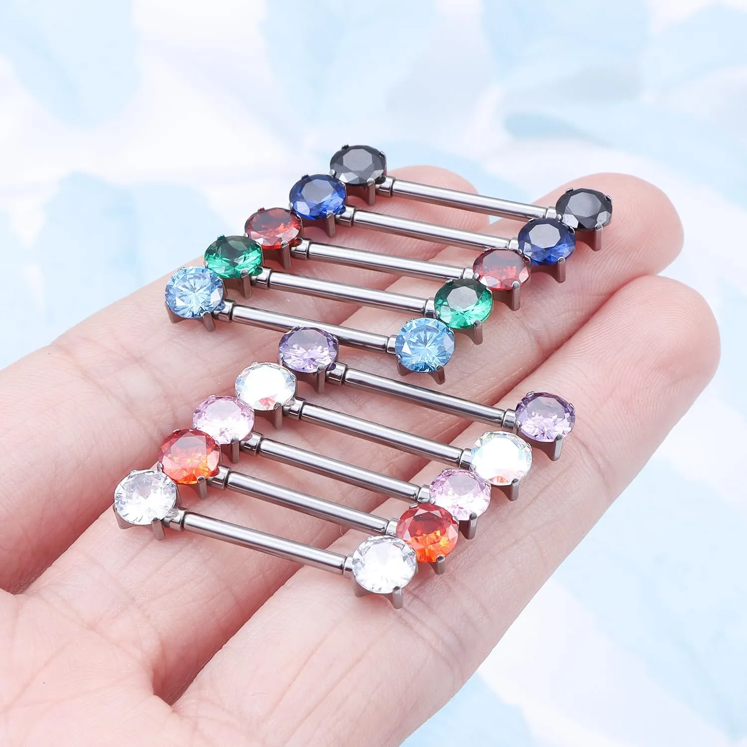 14G ASTM F136 Titanium Nipple Piercing Jewelry Shiny CZ Nipple Barbell Jewelry Internally Threaded G23 Solid Titanium Nipple Piercing Barbell Ring Jewelry for Women Men 14 Gauge