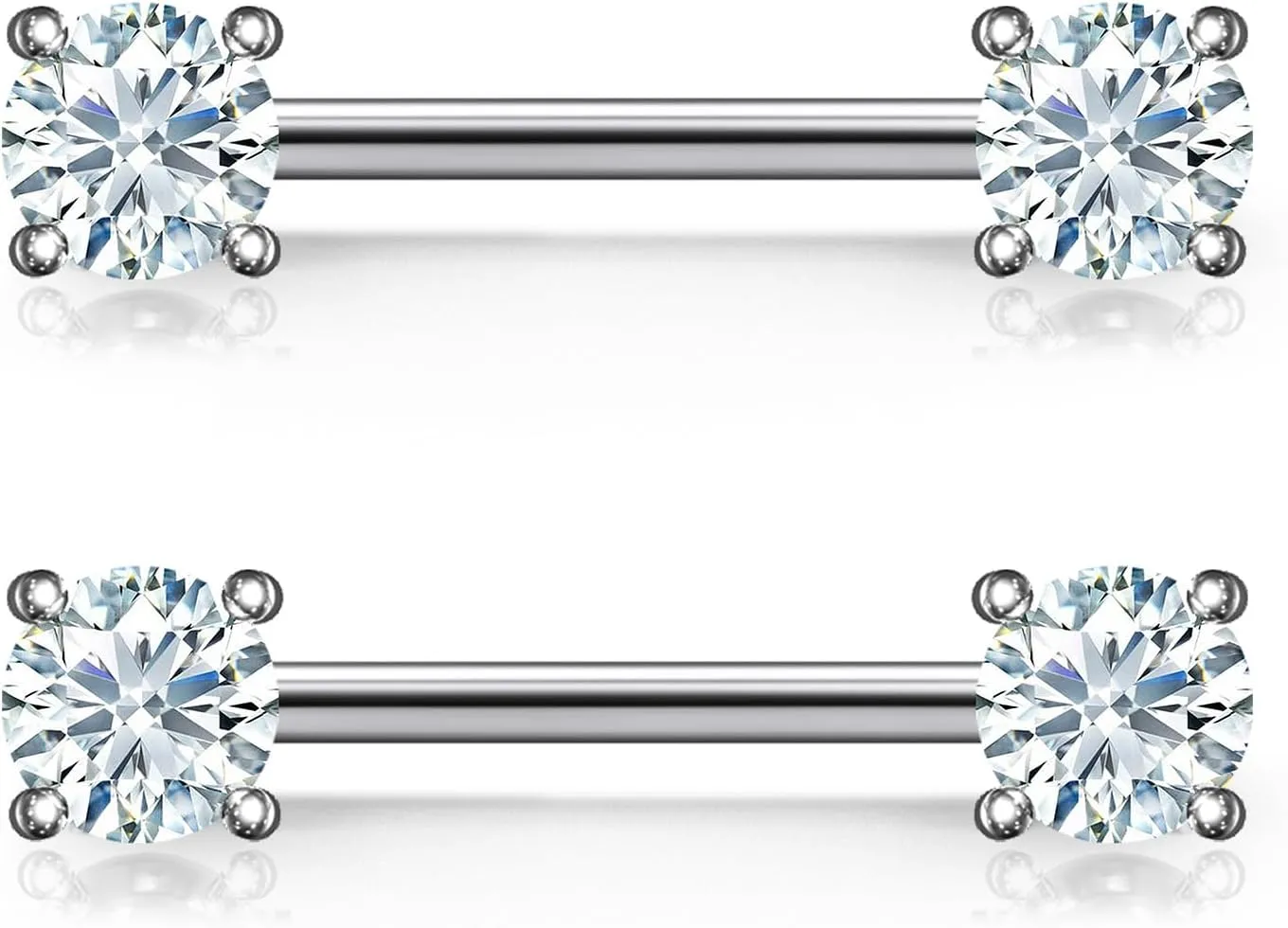 14G ASTM F136 Titanium Nipple Piercing Jewelry Shiny CZ Nipple Barbell Jewelry Internally Threaded G23 Solid Titanium Nipple Piercing Barbell Ring Jewelry for Women Men 14 Gauge
