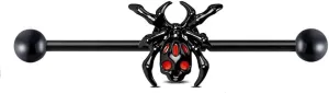 14G Black Spider Industrial Barbell Cartilage Earrings for Women Men Surgical Steel 35mm Helix Cartilage Industrial Barbell Halloween Body Piercing Jewelry