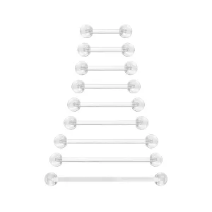14G Clear Bioflex Flexible Acrylic Straight Bar Body Piercing Jewelry Tongue Rings Barbells Nipple Ring Retainer Piercing for Work, Pregnancy, MRI, Surgery & More, 12MM-38MM