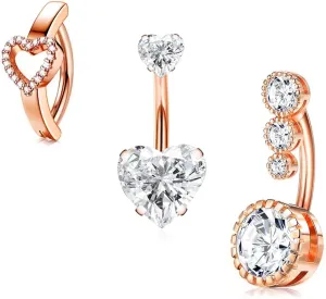 14G Clicker Belly Button Ring for Women Surgical Steel Belly Rings Reverse Curved Navel Rings Barbell Body Piercing