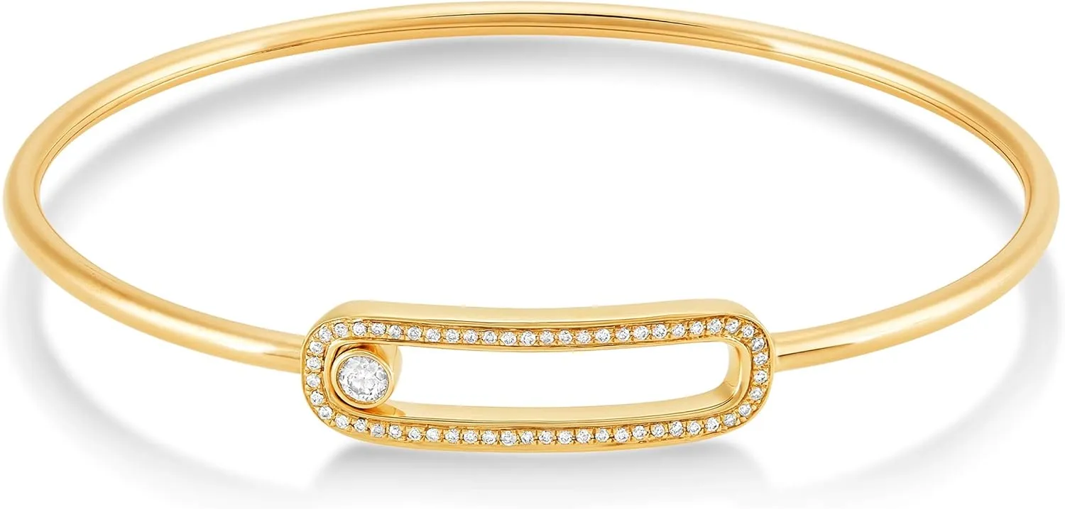 14K Gold Diamond Bangle Bracelet (1/3 cttw, I-J Color, I2-I3 Clarity), 7"