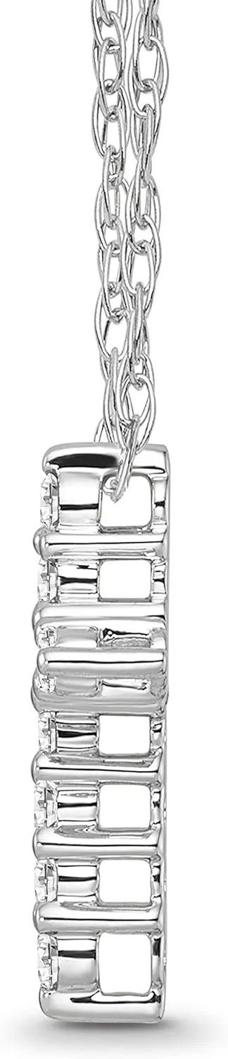 14K Gold Diamond Cross Pendant with Sterling Silver Chain Necklace (1/5 cttw, I-J Color, I2-I3 Clarity) 18"