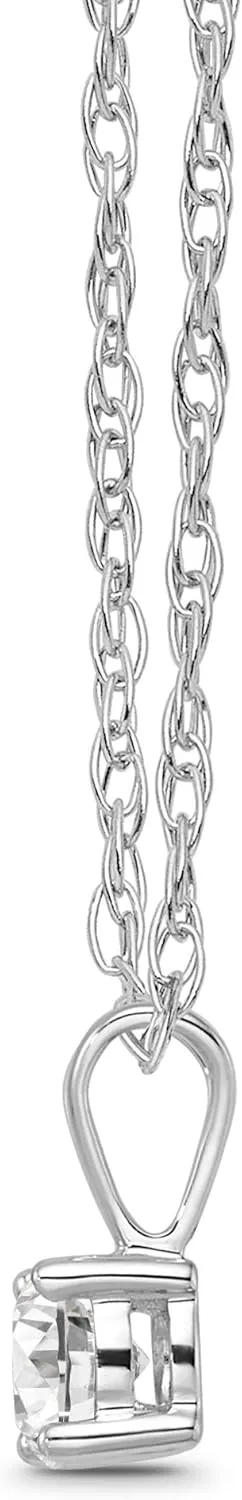 14K Gold Diamond Solitaire Pendant with Sterling Silver Chain Necklace (1/3 cttw, I-J Color, I2 Clarity) 18"
