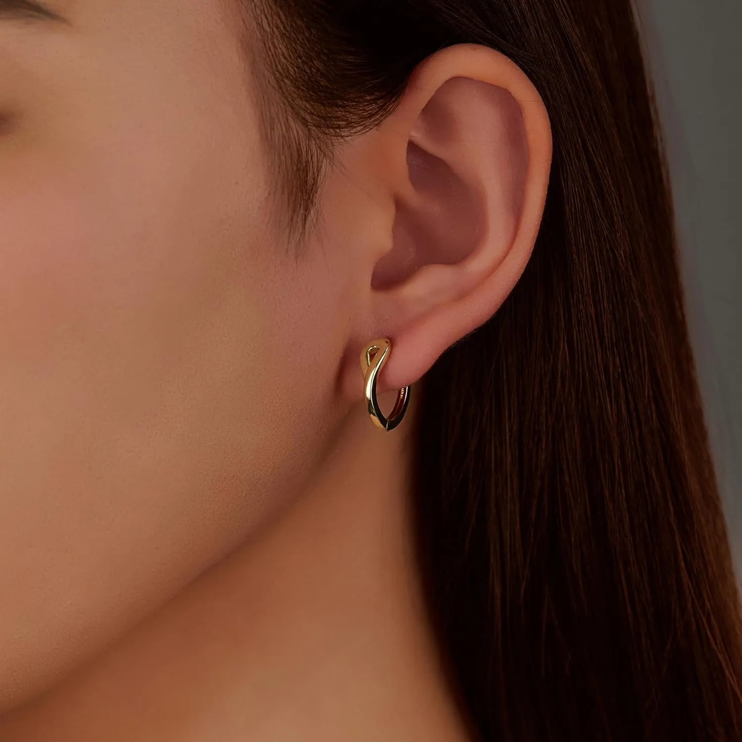 14k Gold Earrings for Women Hypoallergenic Earrings Lightweight Huggie Hoop Earrings Thick Hoop Earrings 14mm