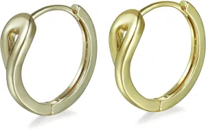 14k Gold Earrings for Women Hypoallergenic Earrings Lightweight Huggie Hoop Earrings Thick Hoop Earrings 14mm