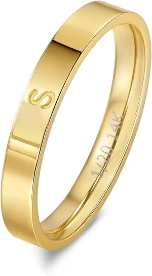14K Gold Filled Initial Rings for Women Non Tarnish Thumb Rings Wedding Bands for Women Stackable Personalized Letter Rings for Men