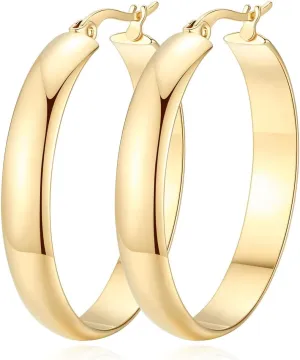 14K Gold Hoop Earrings for Women Hoop Earrings Square-edge Gold Earring Hoops Paddle Back Women??s Hoops Earring Birthday Gifts 35mm