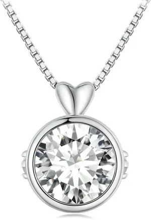 14K Gold Lovely 1ct VVS2 D-Color Round Cut Diamond Pendant Necklace for Women with 19.69 in Chain, Cute and Sweet Women's Jewelry Piece for Valentines Day