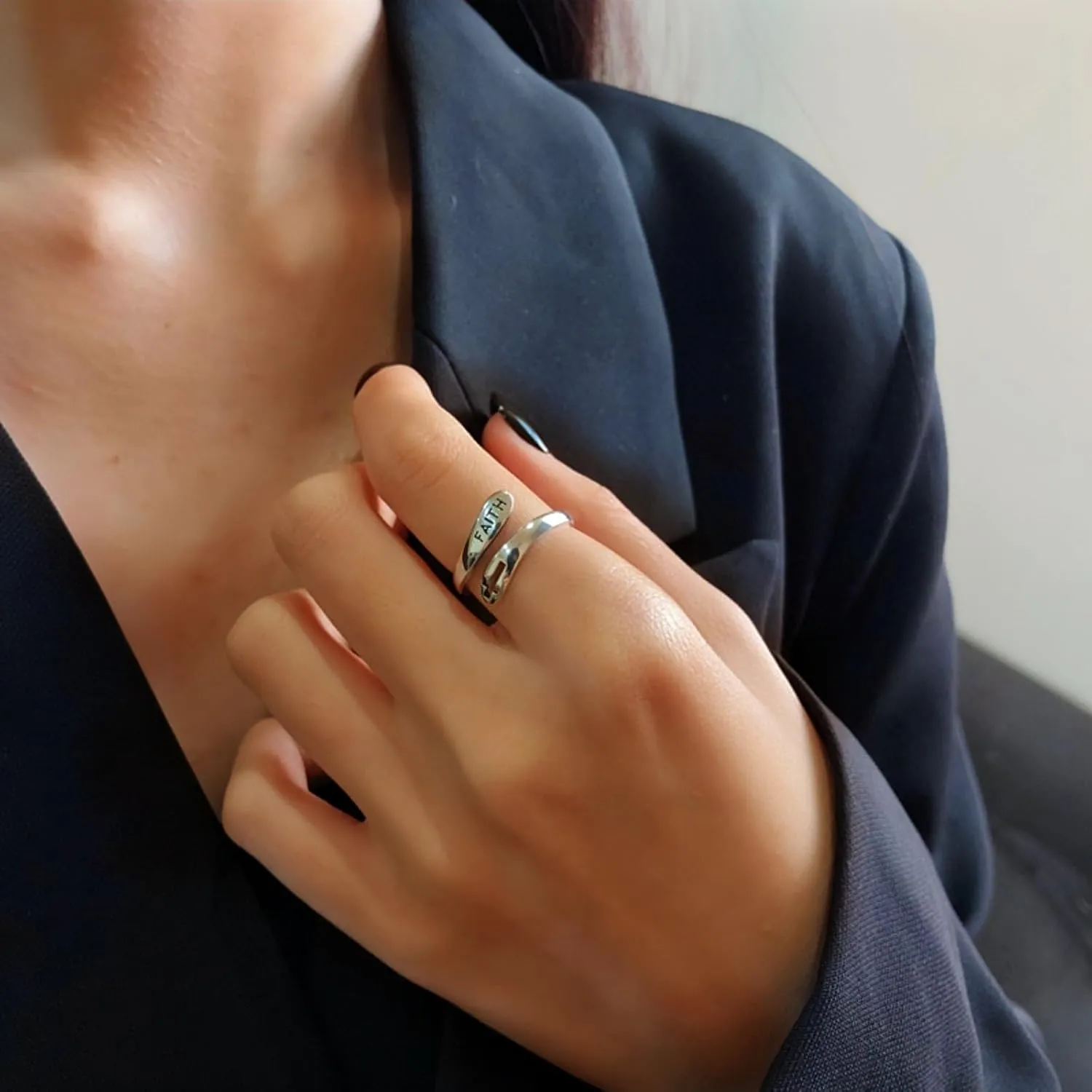 14K Gold Open Rings Trendy Adjustable Finger Rings Cubic Zirconia Ring Retro Sterling Silver Punk Ring Hip Pop Statement Ring Thumb Ring Stacking Ring Vintage Rings Jewelry for Women Men Birthday Gift