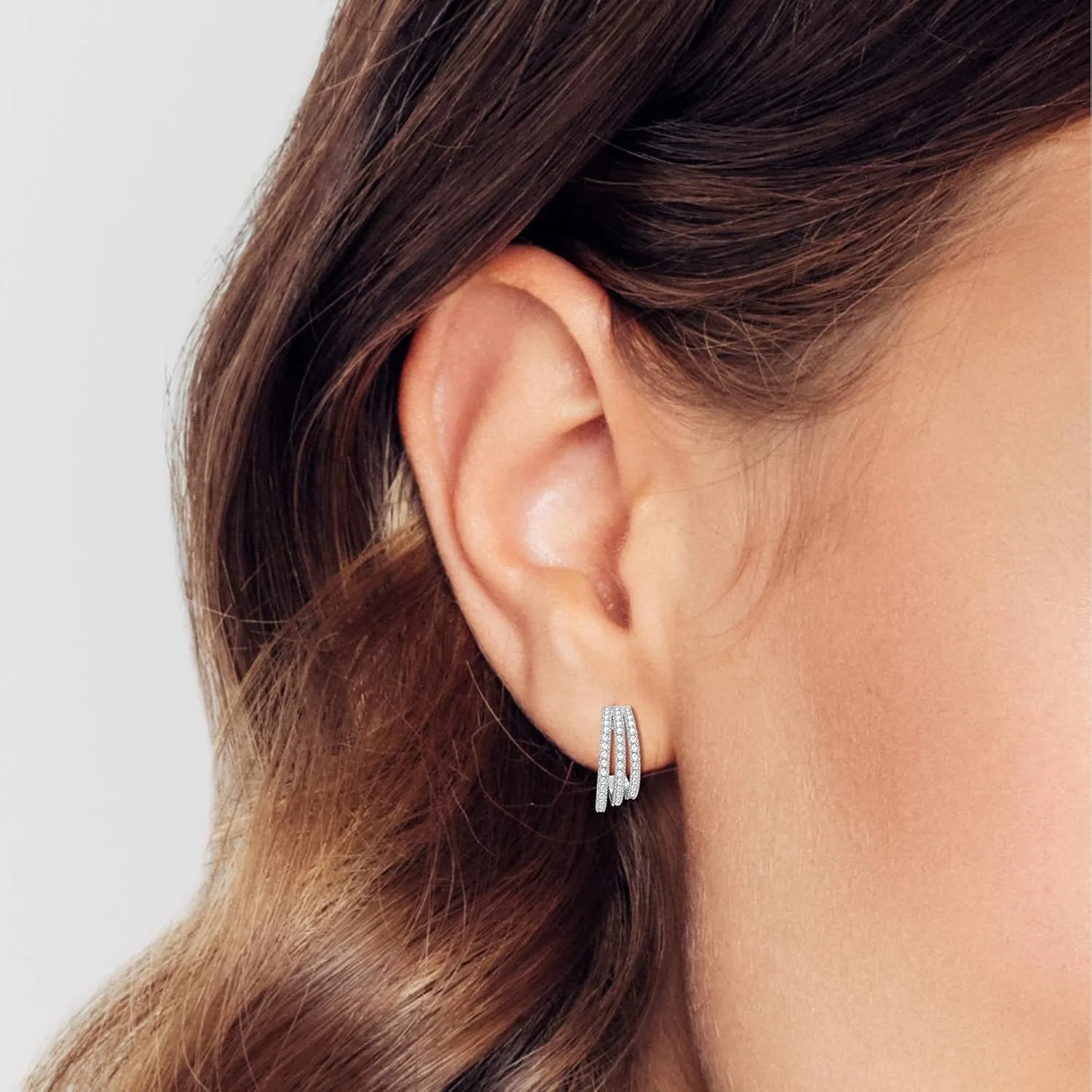 14k Gold Plated Chunky Hoop Earrings for Women Cubic Zirconia Split Hoop Earrings Lightweight Open Hoop Earring Gold Silver Thick Huggie Hoop Earrings