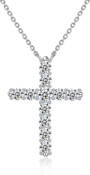 14K Gold Plated Cross Necklace for Women Silver Gold Cubic Zirconia Cross Pendant Necklace for Women Girls Dainty Cross Chain Necklace Jewelry Gifts for Women