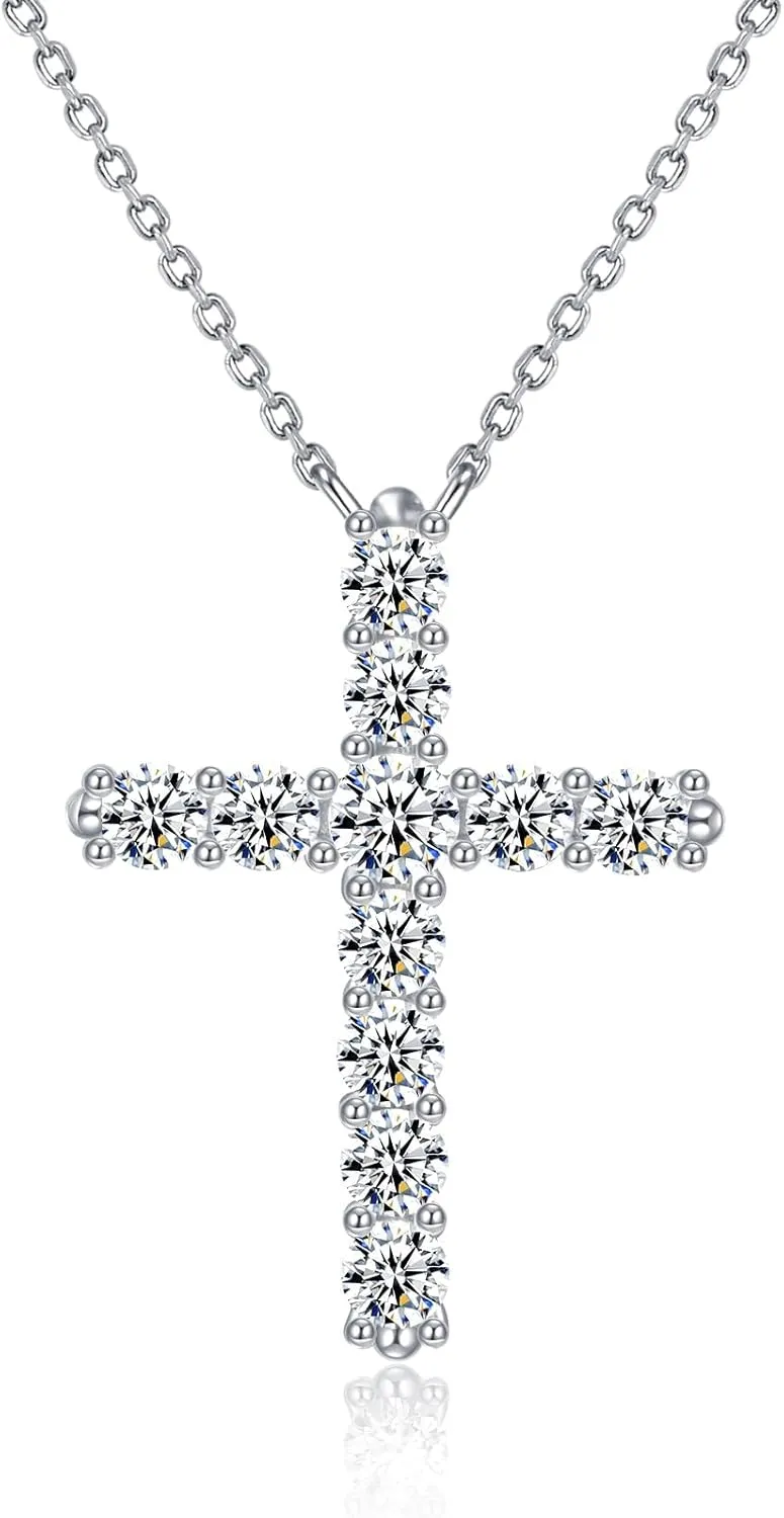 14K Gold Plated Cross Necklace for Women Silver Gold Cubic Zirconia Cross Pendant Necklace for Women Girls Dainty Cross Chain Necklace Jewelry Gifts for Women