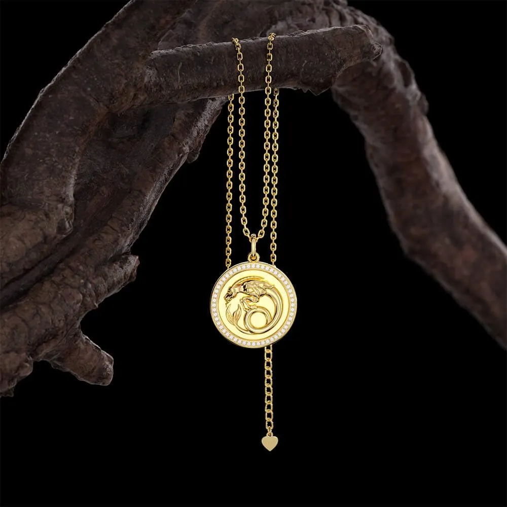 14K Gold-Plated Disc Zodiac 12 Constellation Star Connected Engraved Horoscope Sign Pendant necklace 925 sterling silver Dainty Personalized Jewelry