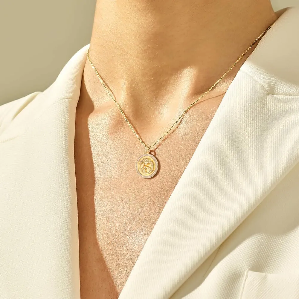 14K Gold-Plated Disc Zodiac 12 Constellation Star Connected Engraved Horoscope Sign Pendant necklace 925 sterling silver Dainty Personalized Jewelry
